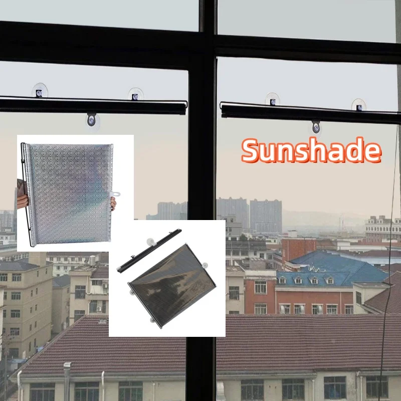 PVC Waterproof And Oil Resistant Double-sided Sunshade With Suction Cup Suction No Need To Drill Holes For Window Sunshade