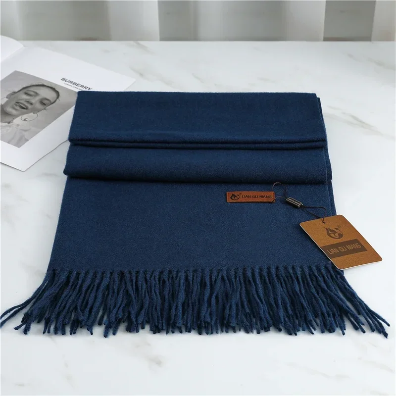 32 Color Solid Thick Cashmere Scarf for Women Large 190*68cm Pashmina Winter Warm Shawl Wraps Bufanda Female with Tassel Scarves