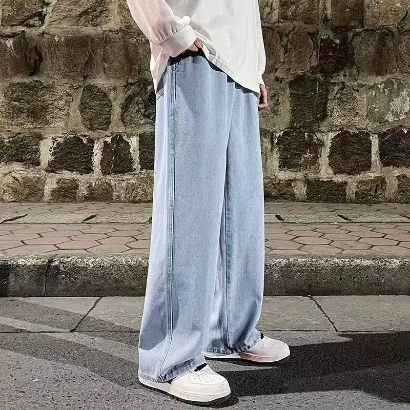 Jean décontracté pour hommes, coupe ample, jambe droite, fermeture éclair, cordon de serrage, plusieurs couleurs et Styles disponibles, grande taille pour l'asie du sud-est