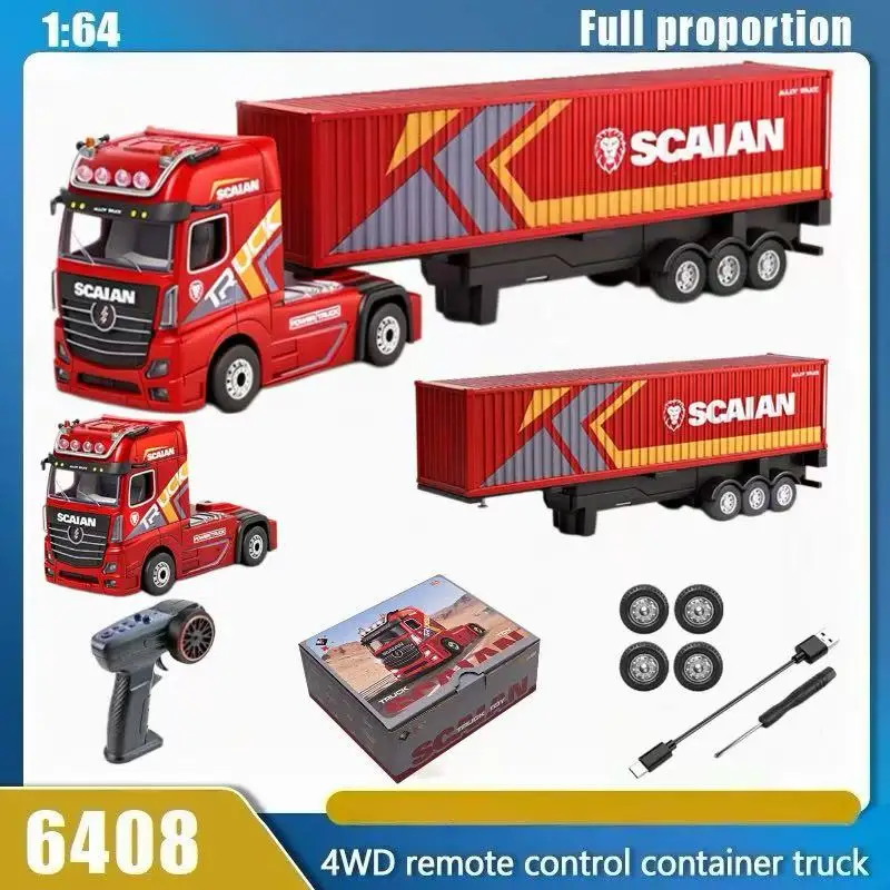 

WLtoys 6408 1/64 Mini Remote Control Car Four-Wheel Drive Remote Control Truck 2.4G Full-Scale Sound and light music Truck Toy