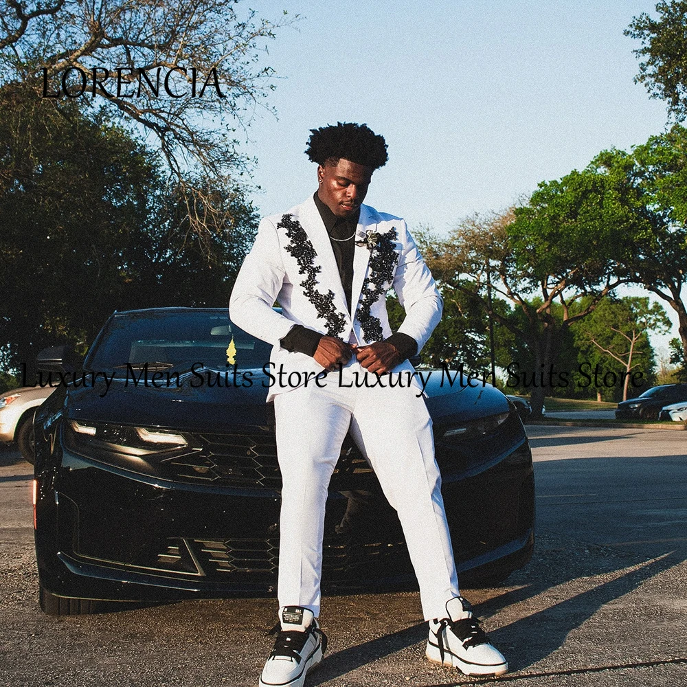 

Sparkling Applique Male Suits 2 Pieces Glitter Jewelry Tuxedos for Banquet Party 2026 Customized Blazer Pants roupas masculinas