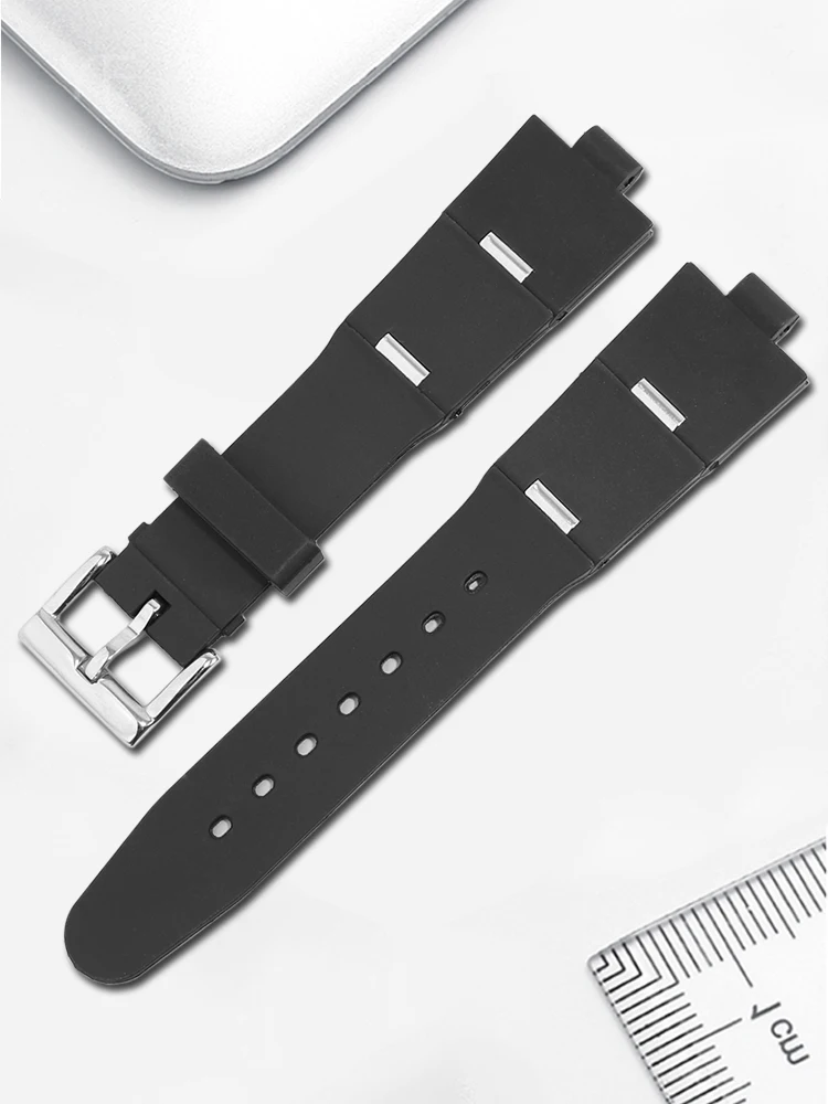 For Bvlgari Watch with Convex Interface Waterproof Silicone Watch Strap and Black Rubber Watch Accessories  22x8mm 24x8mm