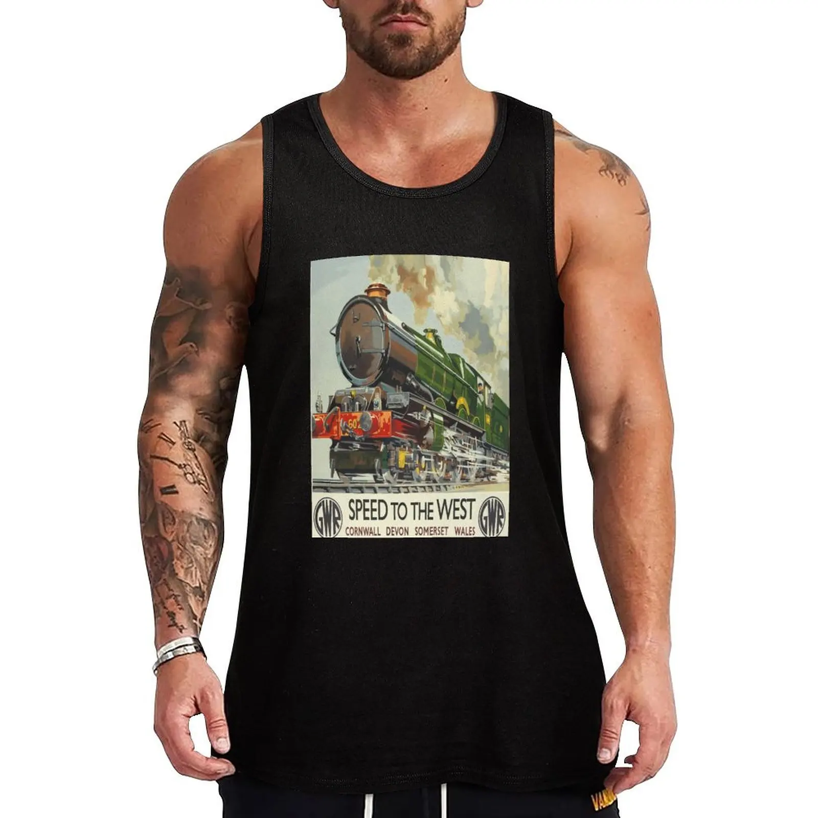

GWR Speed to the West vintage travel poster Tank Top sleeveless Men's t-shirts gym wear men man vest