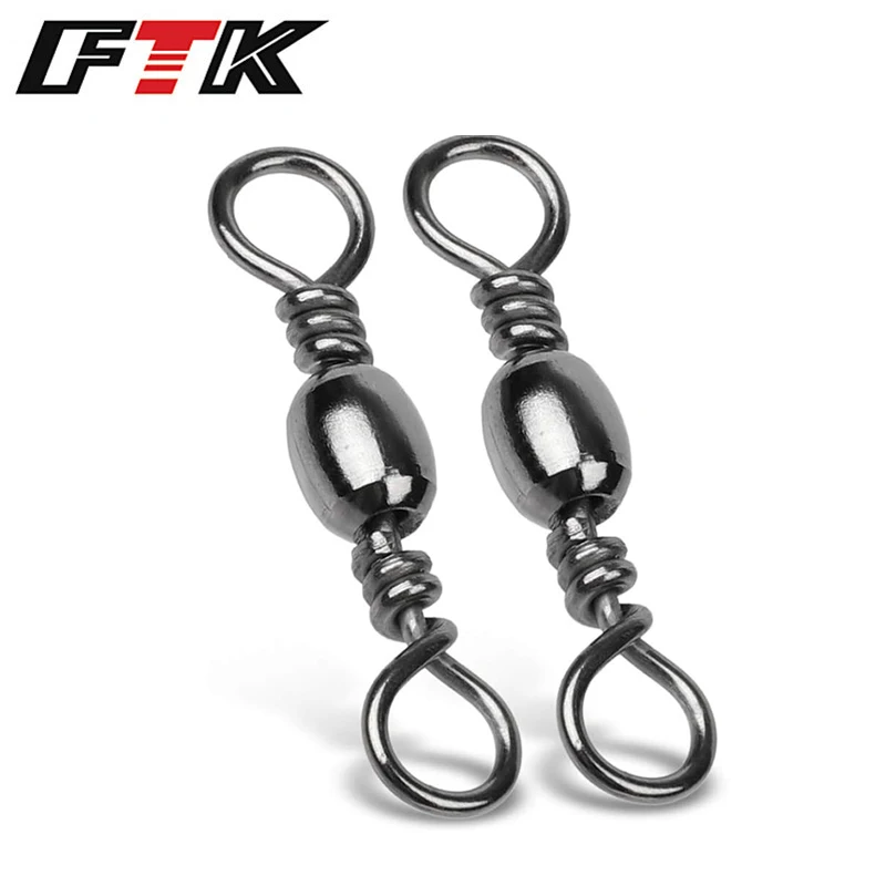 

FTK 50 Pack Fishing Swivels Barrel Fishing Tackle Stainless Brass Freshwater Rolling Saltwater Leaders Line Hook Connector