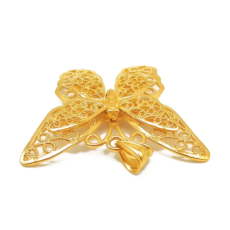 Real 18k Golden Color Butterfly Pendant for Women Necklace Necklaces Chain Wedding Engagement Fine Jewelry Not fade