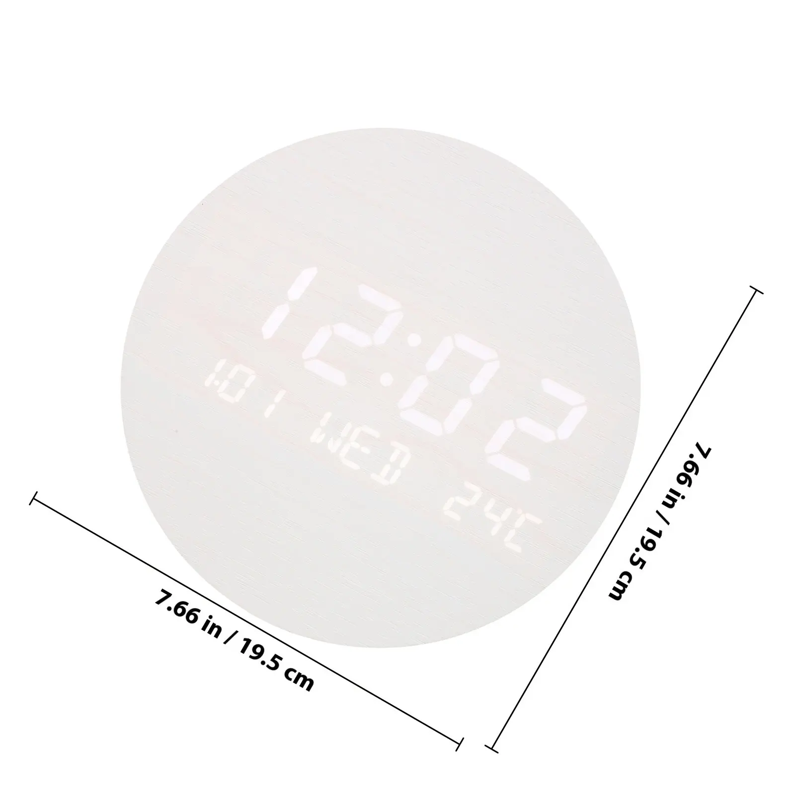 1Pcs Wood LED Clock Multifunctional Electronic Desktop Clock Rechargeable Silent Bedside Round Mirror Surface Decorative
