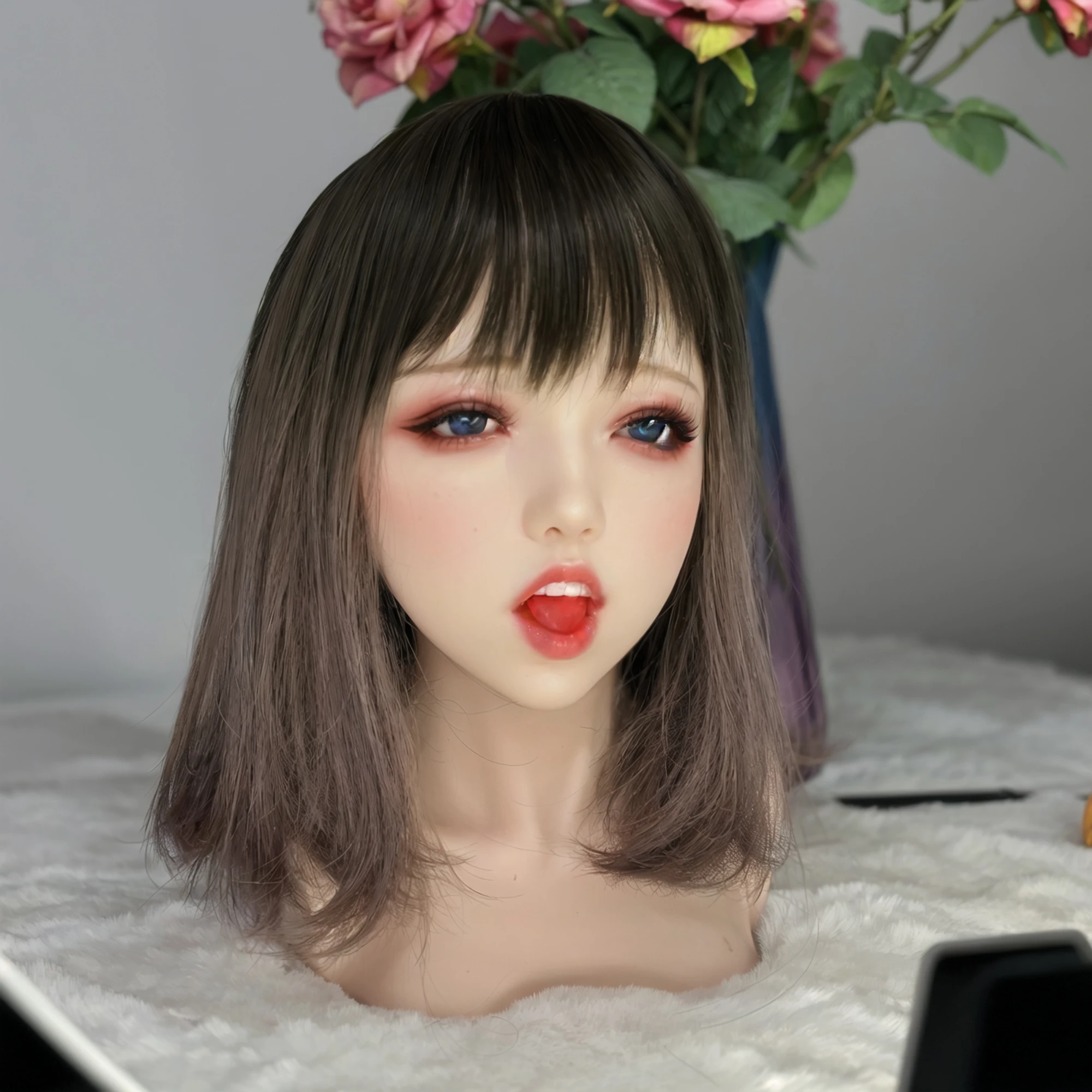 TPE doll single head,TPE material, art cosmetics, male adult toys, simulating female big head, real face, special mouth channel, image 2