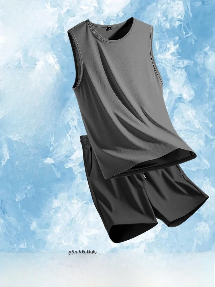 

Мужской спортивный костюм Jeanswest: дышащий жилет из ледяного шелка и шорты для бега, быстросохнущий, летняя коллекция