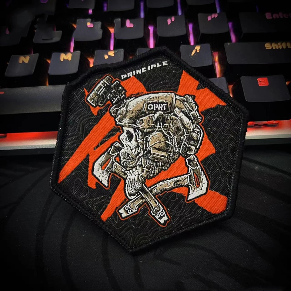 Destroyer Function Tactical Embroidery Patch OPRT Skeleton Night Vision Device Tomahawk Armband For Backpack Clothing