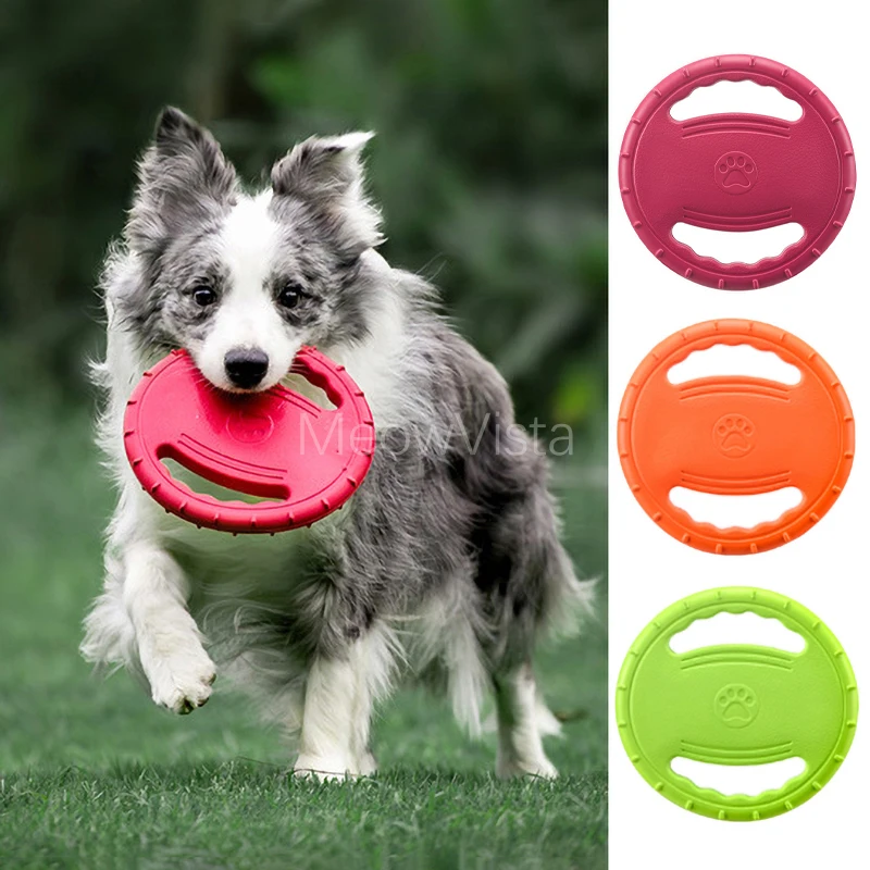 

Bite Resistant Dog Flying Disc Pull Ring Toy Soft TPR Interactive Tug-of-war Toy for Outdoor Training Floating & Teeth Cleaning