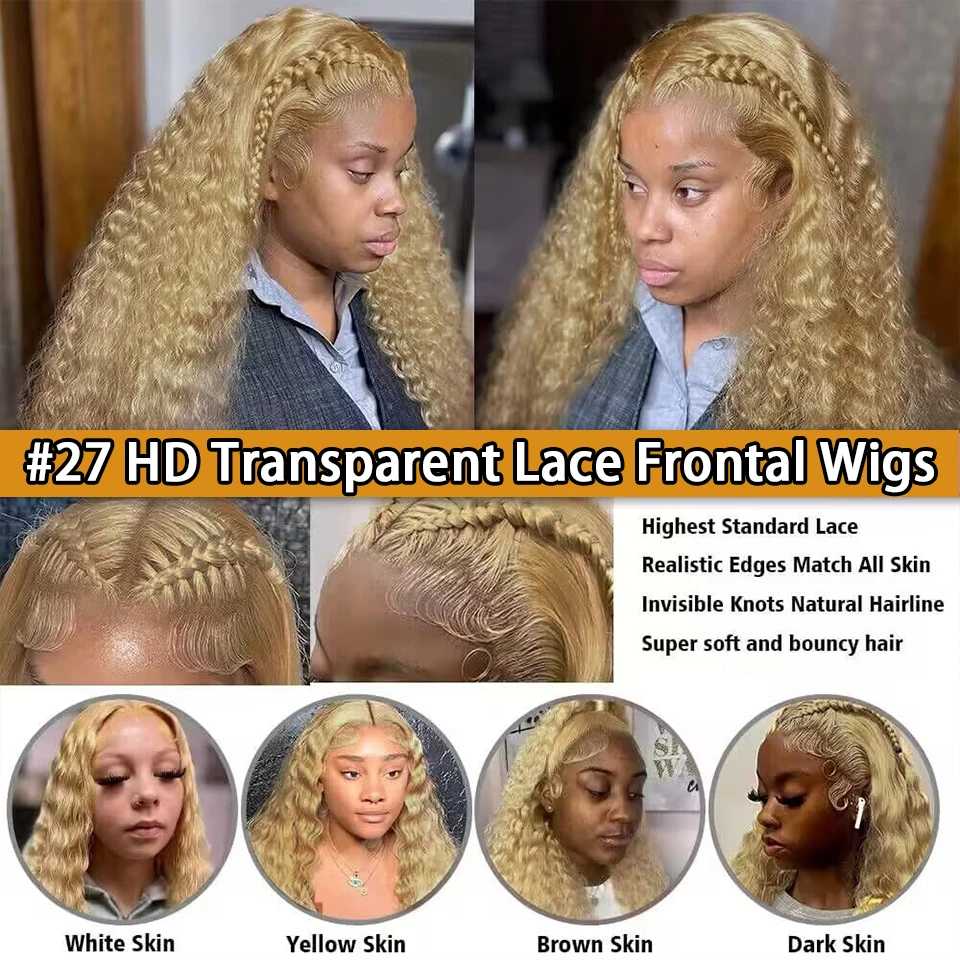 Honey Blonde Bob Curly Lace Front Wig Human Hair 13x4 HD Lace Human Hair Wig for Women Colored Wig with Baby Hair Pre Plucked