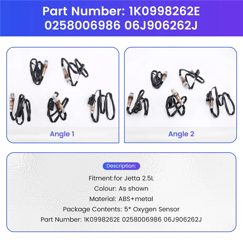 

Strict 5Pcs Oxygen Sensor 1K0998262E For Jetta 2.5L 2005-2014 06J906262J 0258006986 0258006986