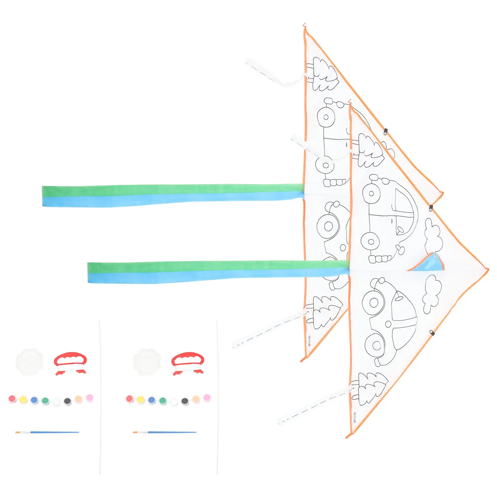 Ensemble de cerf-volant peint à la main, blanc et vierge, pour enfants, parc en plein air, plage, activité de vol, artisanat éducatif pour enfants, bricolage, 2 ensembles