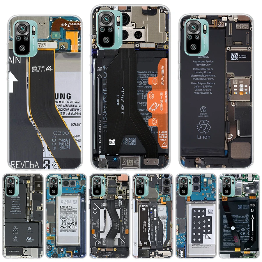 Motherboard Circuit Inside Electronics Silicon Call Phone Case For Xiaomi Redmi 10 10C 12 12C 9 9C 9A 10A 9T 8A 7A 6A 8 7 6 Pro