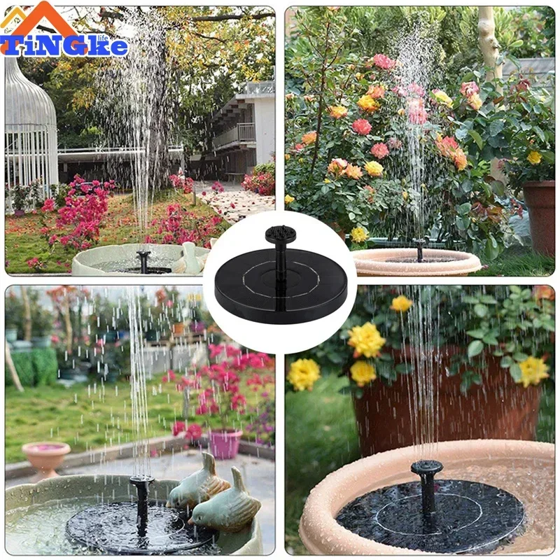 Solar Fountain Pump Energy-saving Plants Watering Kit Colorful Solar Fountain Solar Panel Bird Bath Fountain Outdoor Garden Pool