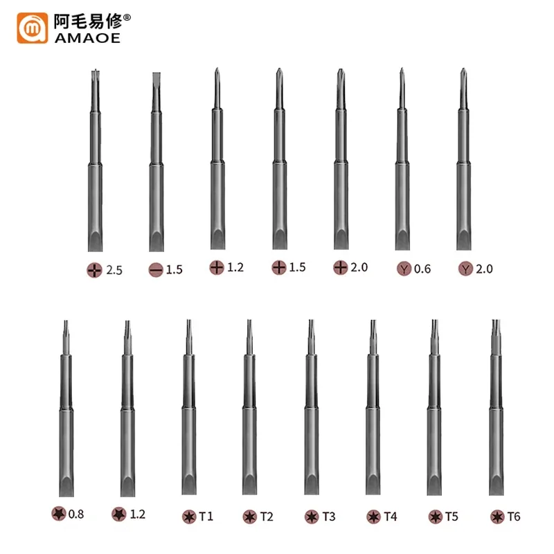 AMAOE SD2 Precision Screwdriver Torx Pentalobe Tri Wing Magnetic S2 Steel Bits Screw Driver for Camera Watch Mobile Phone Repair