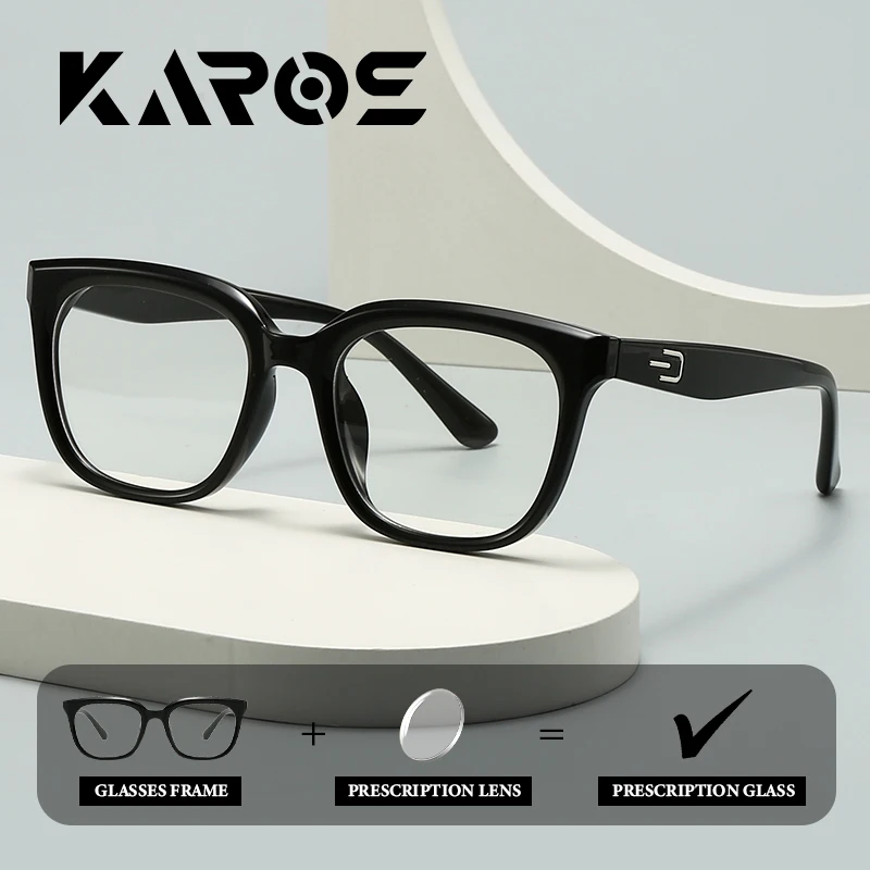 

KAROS Women's TR-90 Retro Round Prescription Glasses Men's Anti Blue Light & Photochromic Lenses Lightweight Optical Frames