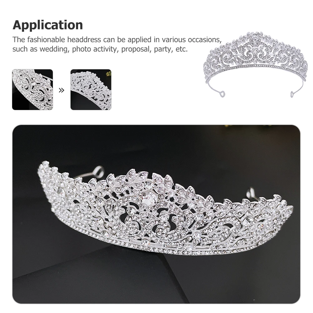 

Glitter Bridal Tiara Wedding Crown Headdress Rhinestone Decorative Ornament for Bride Elegant Style Party Proposal Event