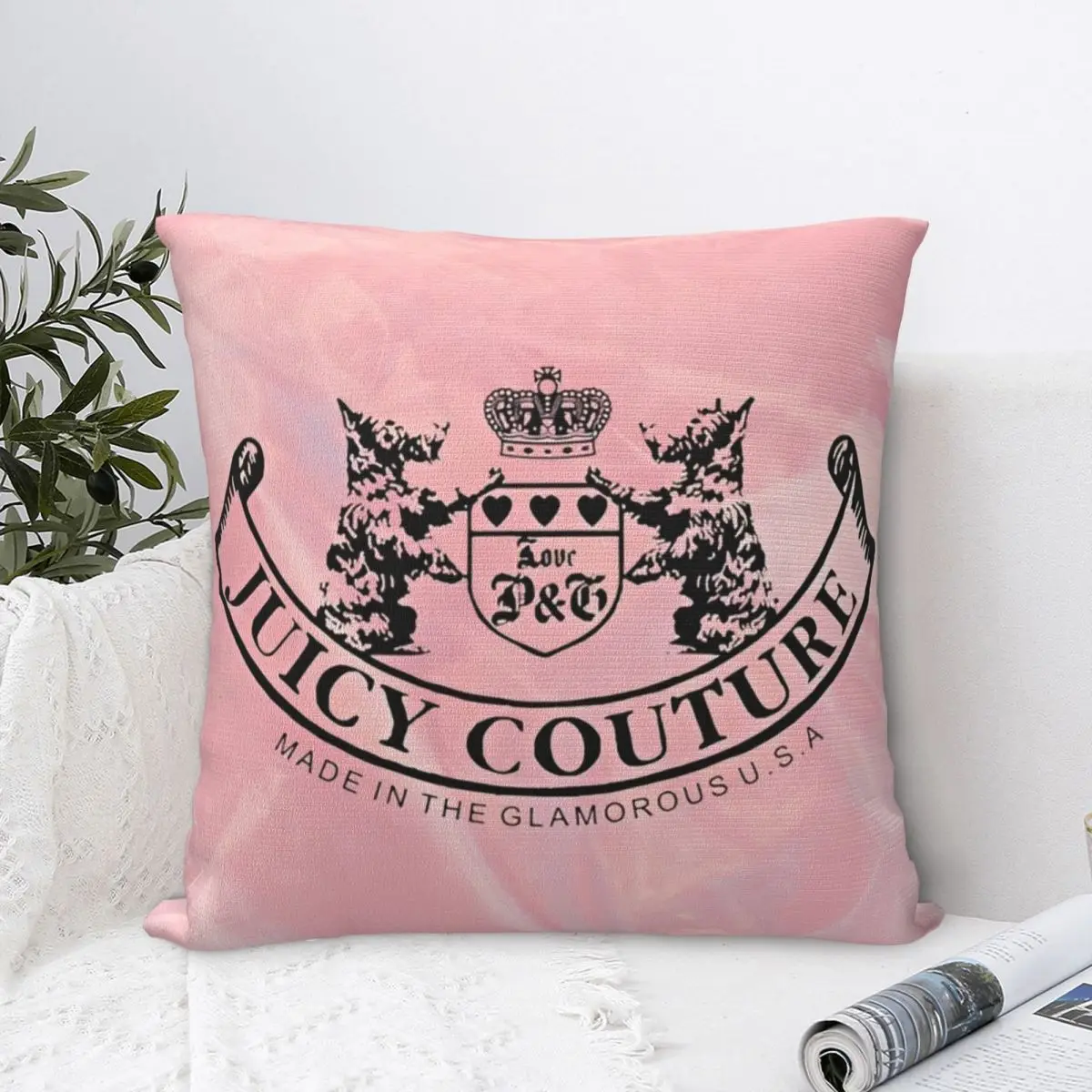 Juicys Pink Y2K JC Pillow Case Coutures Cushion Cover Vintage Polyester Decor Pillowcover for Home 18