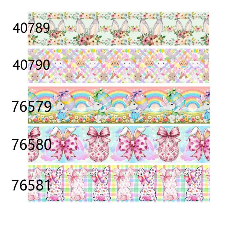 

10yards Easter Ribbon Rabbit Prints Grosgrain Ribbon for Gift Box Hairbows Crafts Material Gift Packing DIY Accessories