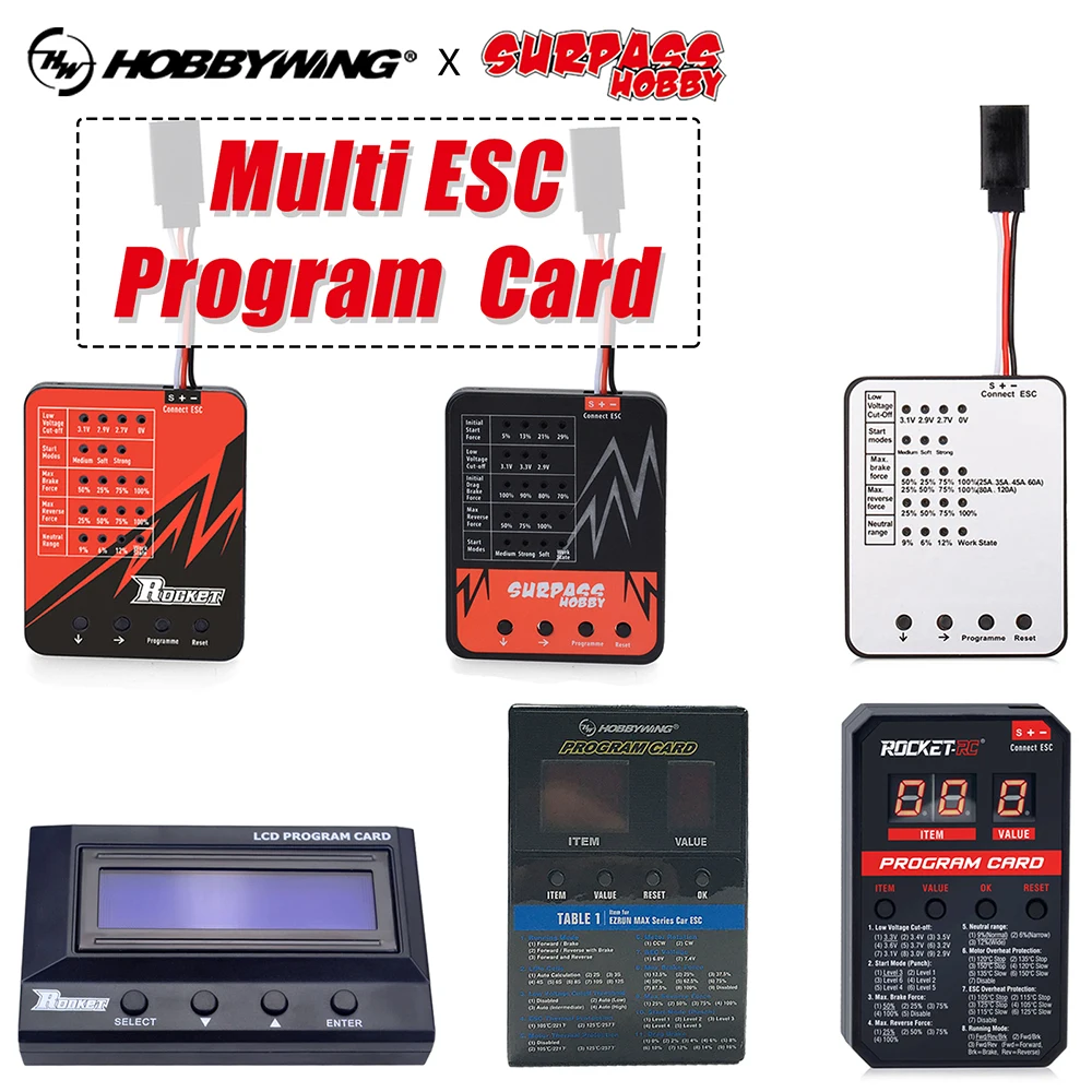 LCD LED Programing Card for Rocket Turbo TS160 V2 160A Hobbywing XeRun EzRun QuicRun Surpass 120A 80A 60A 45A ESC Setting