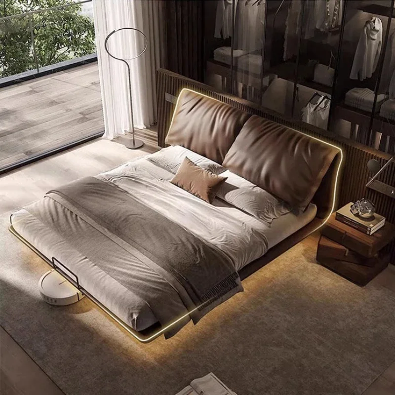 

Luxury Girls Bed Queen Bedroom Sun European Space Saving Bed Sleeping Portable Princess Leather Beliche Lounge Suite Furniture