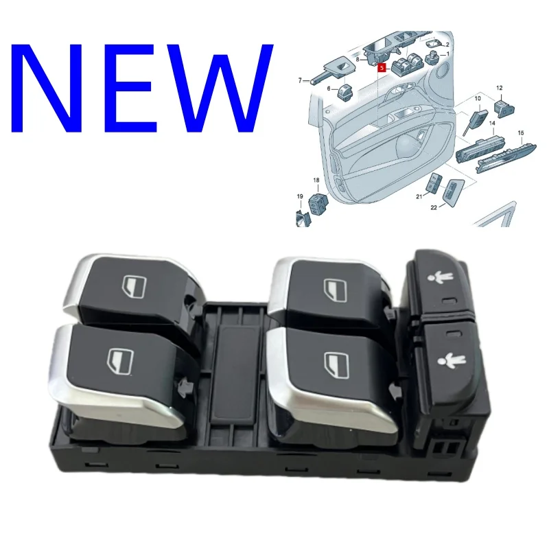 NEW main driver window lift switch Applicable to Audi Q7 A3 RS6 S3 A6 car parts 4G0959851 4G0959851C 4G0959851B 2011-2019