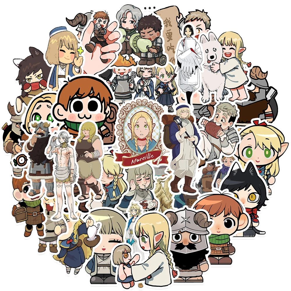 10/30/50pcs Cartoon Delicious in Dungeon Anime Stickers Funny Graffiti Decals DIY Water Bottle Phone Notebook Sticker Kids Toy