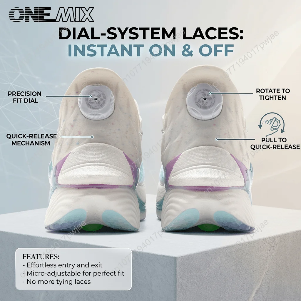 ONEMIX Professional Running Shoes Full Length Carbon Plate Knob Laces Design Marathon Training Sneakers Breathable Mesh Qui