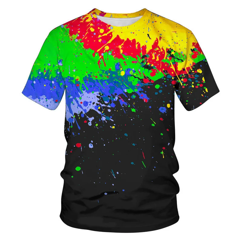 

Men's clothing casual 3D printed T-shirt graffiti pattern short sleeved loose breathable pullover round neck top for men