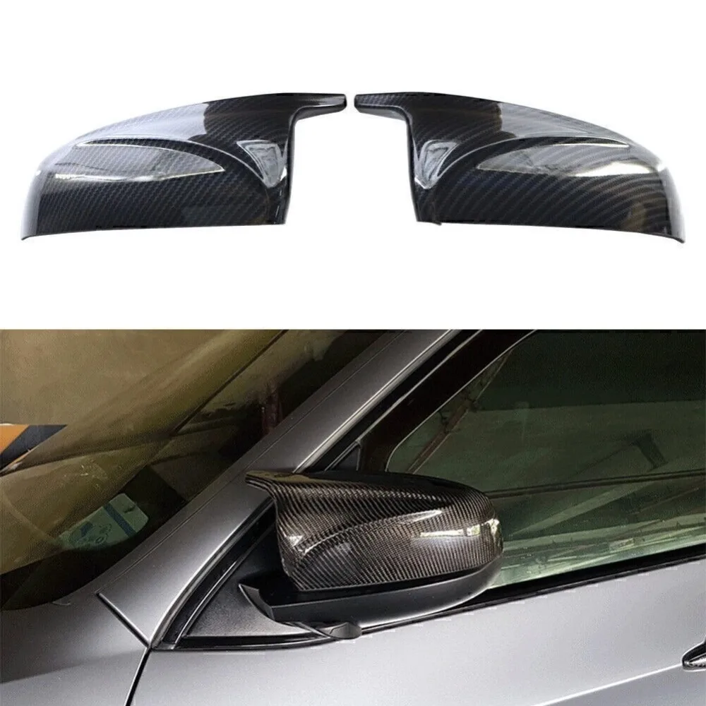 

2pcs Side Wing Rearview modified car styling Bright black Carbon Fiber Pattern Mirror Cover caps For BMW X5 E70 X6 E71 2008-2013