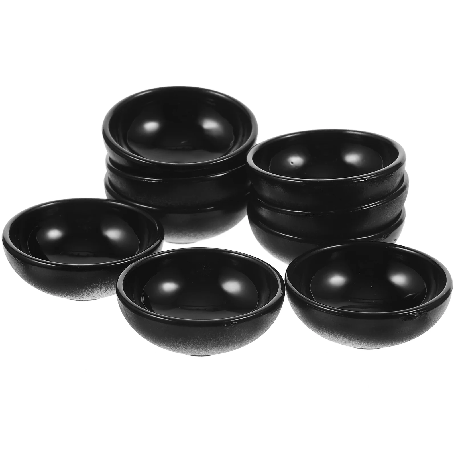 

12pcs Mini Simulation Dinnerware Black Plastic Dolls House Tiny Round Bowls for Scene Decoration Safe Service Time