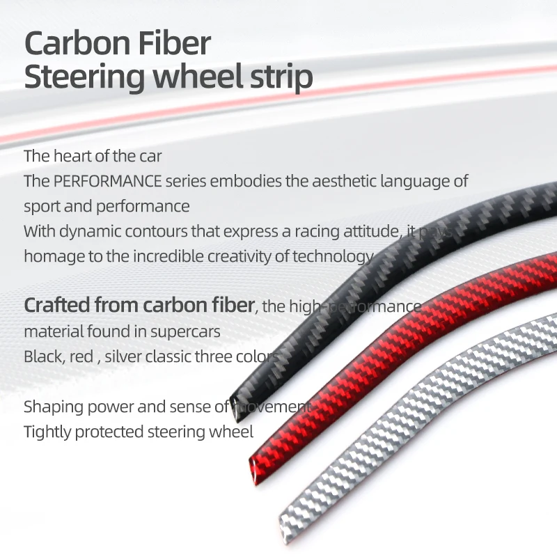 For Tesla Model 3 2017-2022 Model Y 2019-2024 Carbon Fiber Steering Wheel Panel Trim Strip Sticker Car Interior Tuning Accessory view 3