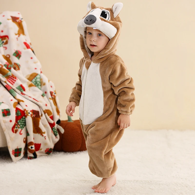 رومبير للأطفال من ميكلي هالوين كيغورومي ، فانيل بغطاء للرأس ، رسوم كرتونية للحيوانات ، بذلة قفز دافئة ، زي تنكري للأطفال ، الأولاد ، البنات ، الشتاء