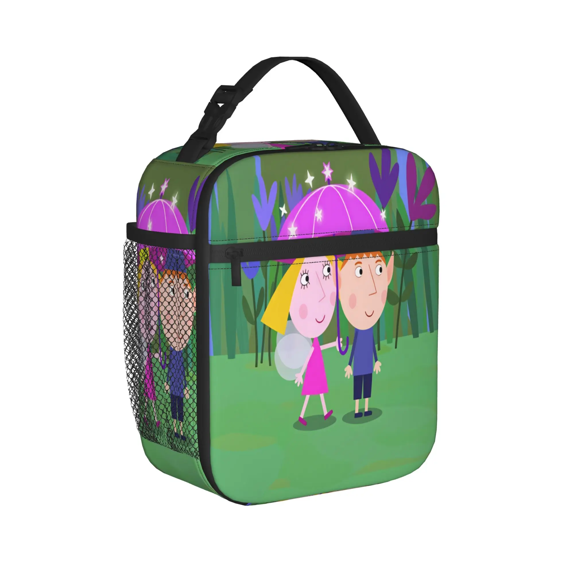 Bens And Hollys Lunch Bag Little Kingdoms Funny Lunch Box School Portable Zipper Tote Food Bags For Unisex Oxford Cooler Bag