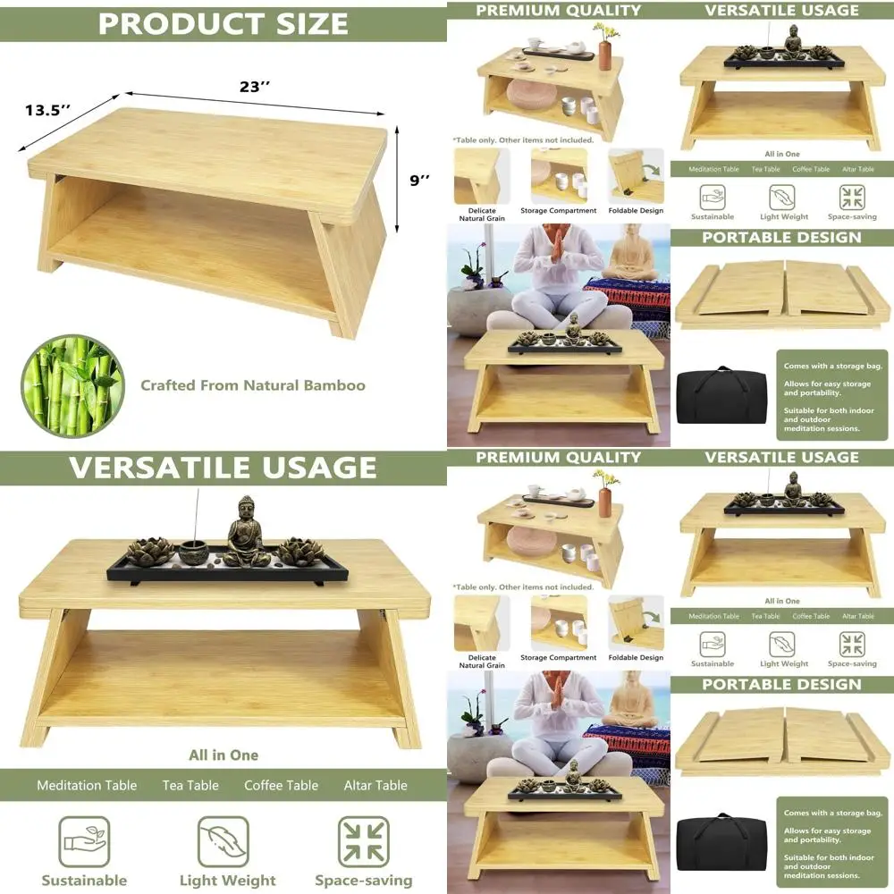 

Складной стол для медитации из древесины павловнии, низкий, для использования на полу, в японском стиле, бамбуковый татами-стол