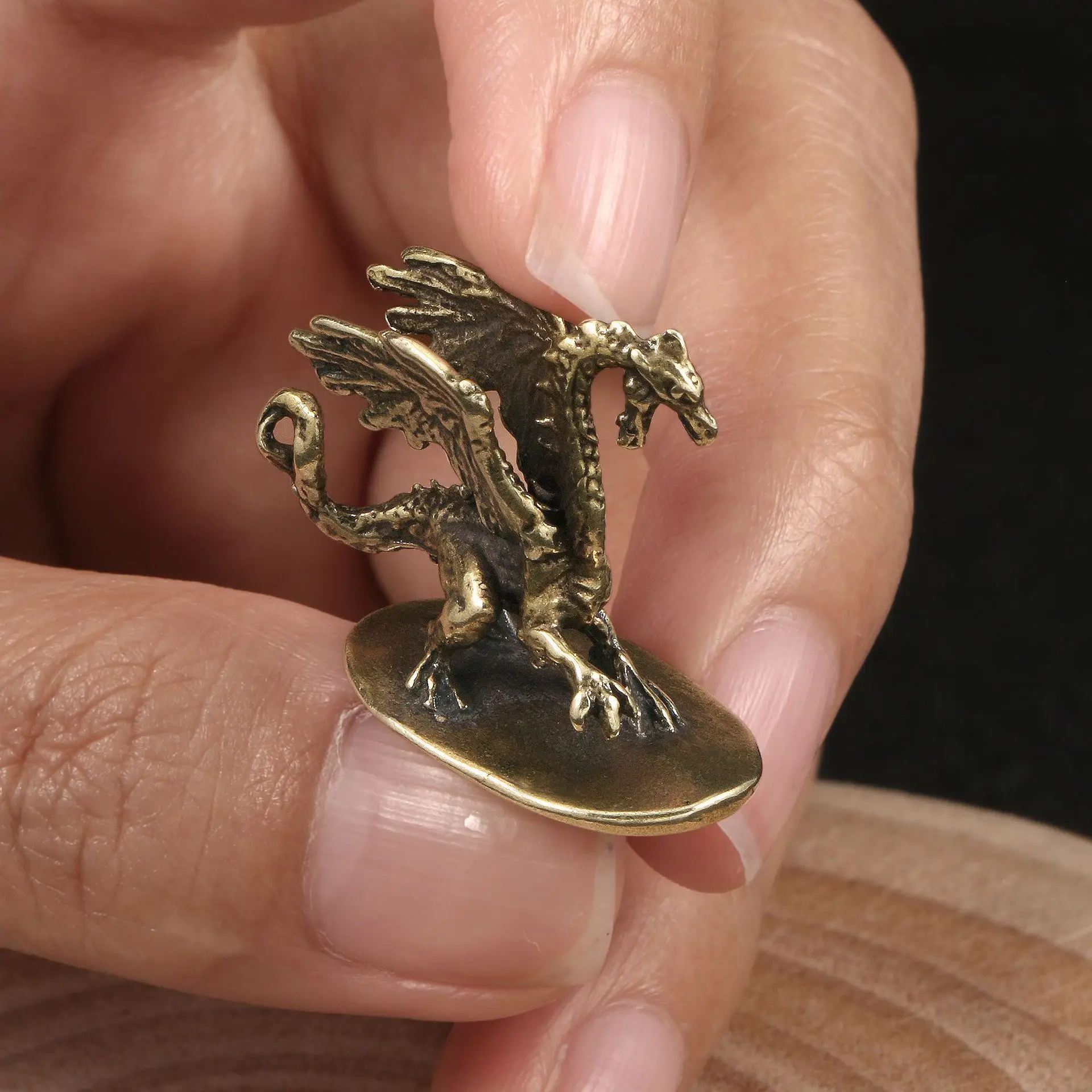 1/3 Piece Brass Gryphon Mini Statues, Vintage Style Bronze Winged Dragon, Small Table Decor
