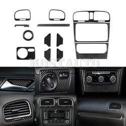 For Volkswagen VW Golf 6 MK6 GTI Soft Carbon Fiber Interior Accessories Kit Cover Trim 2008-2012 13pcs Interior Whole Kit