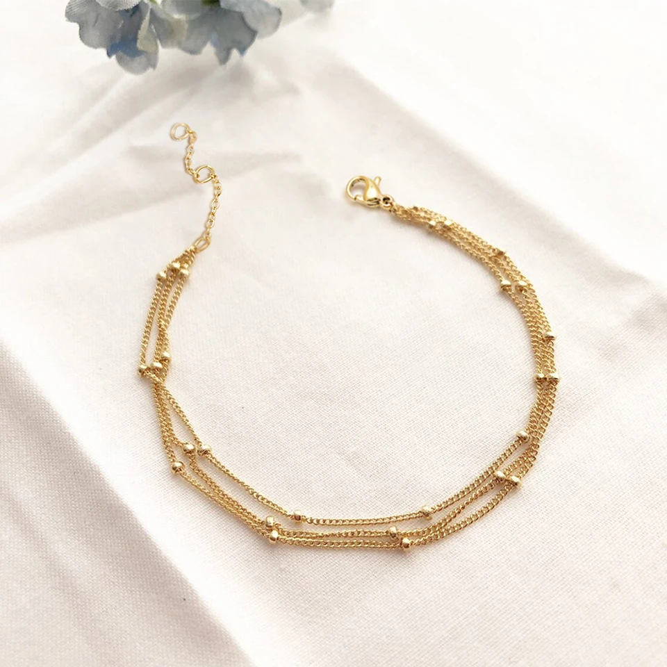 eManco بسيطة المرأة الكرة سلسلة سوار سوار جديد الطبقات رقيقة الخرز الاكسسوارات مجوهرات من صلب لا يصدأ هدايا بالجملة #5