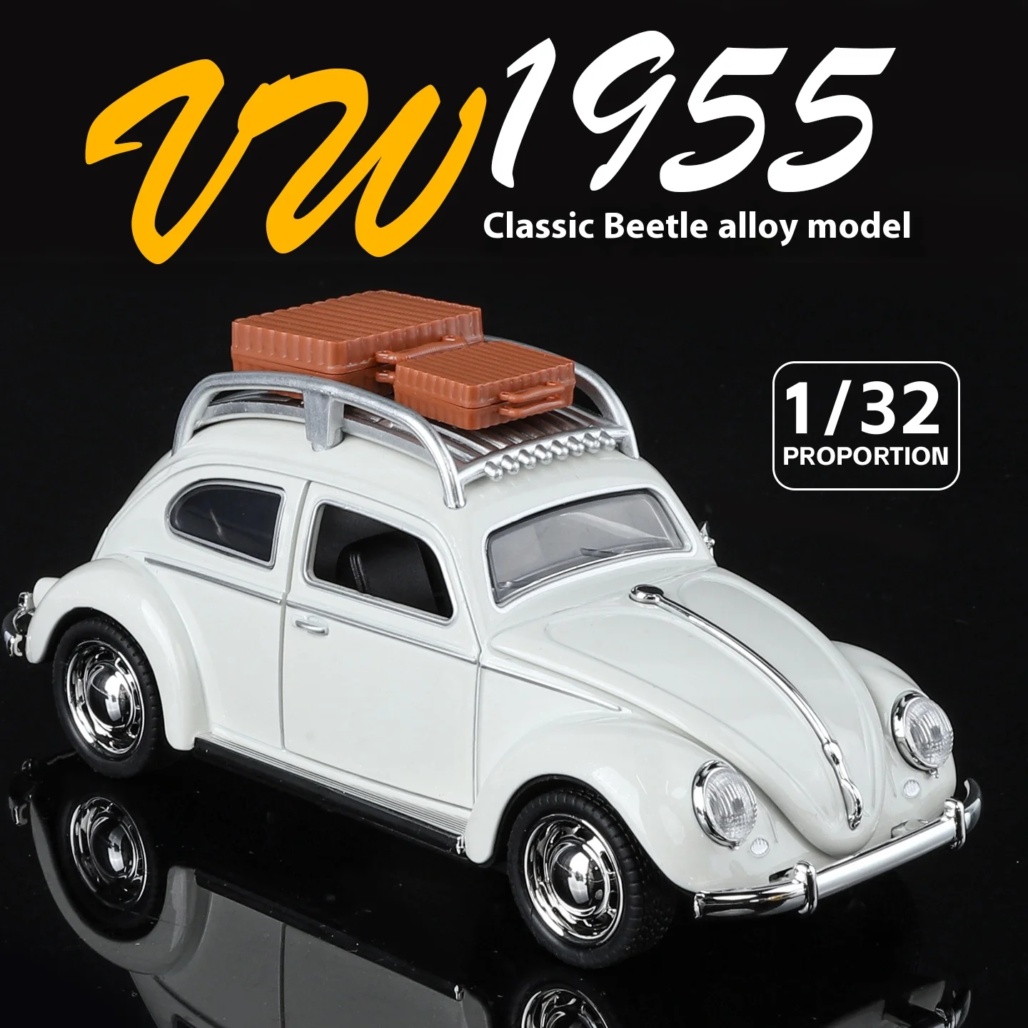 Modèle de voiture en alliage de coccinelle moulé sous pression 1: 32, son et lumière, fonction de traction arrière, véhicule avec ornement de Base, cadeau pour enfants