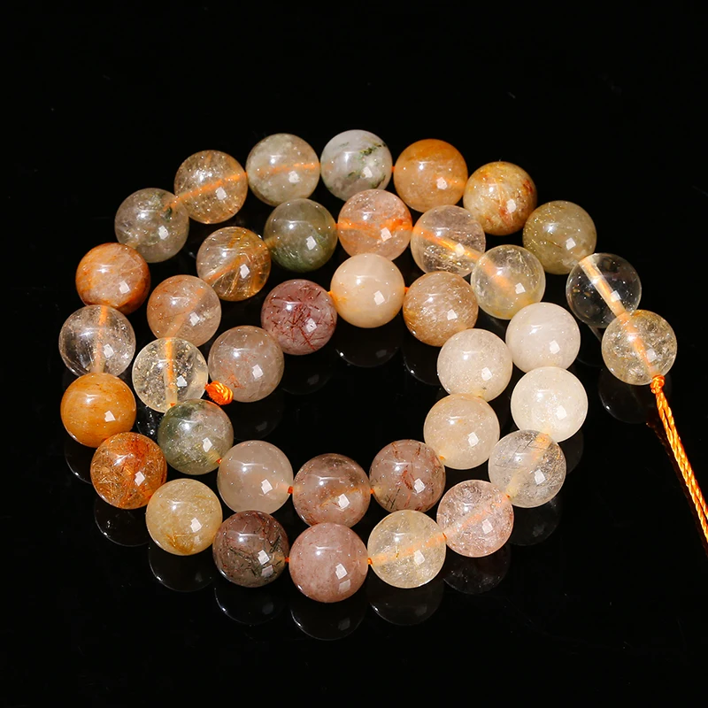 Natuursteen Gemengd Rutilated Quartz Kraal Ronde Losse Spacer Multi Kristal Voor Sieraden Maken Diy Ketting Armband Accessoire