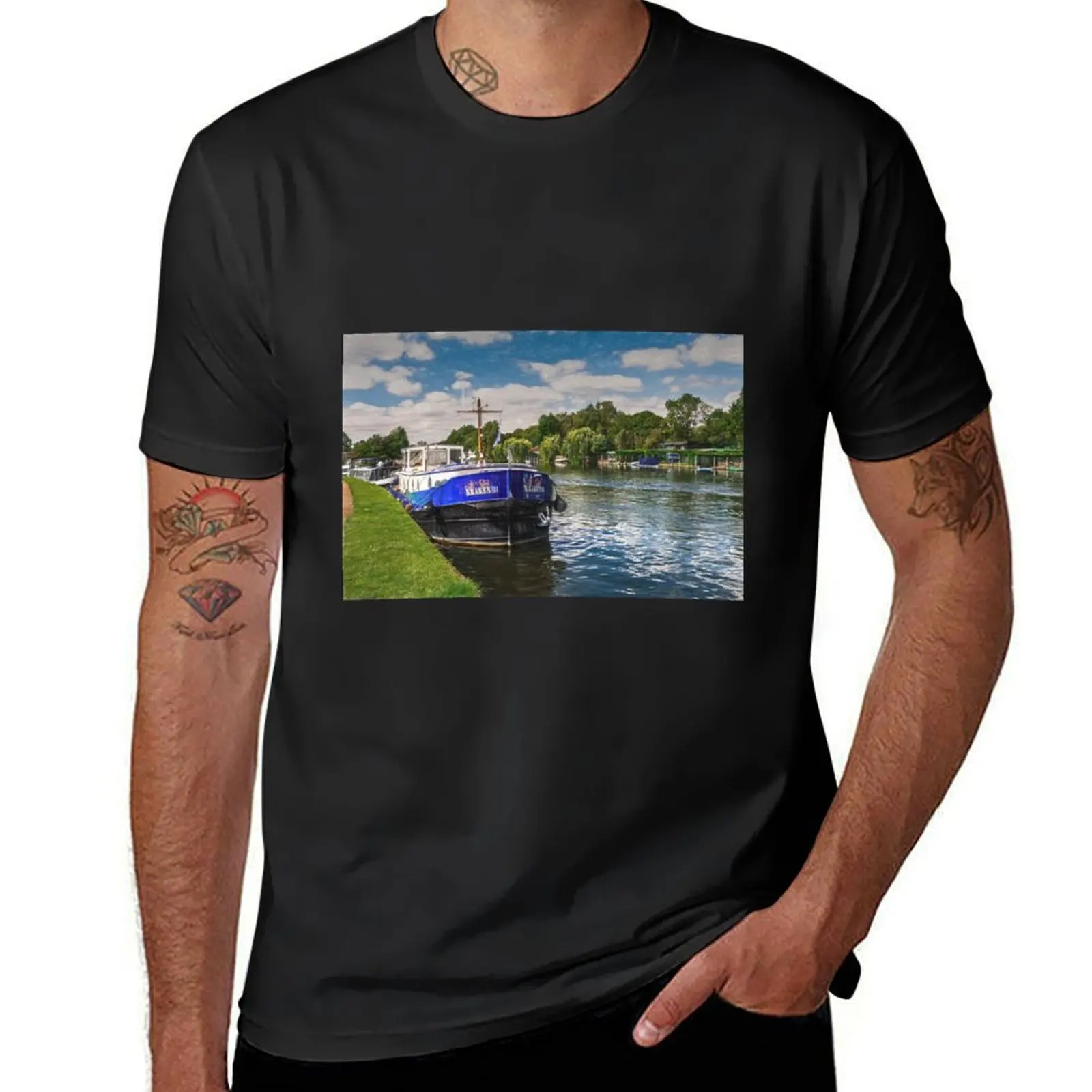 Moorings By The Thames Path at Henley T-Shirt korean fashion shirts graphic tees sports fans men graphic t shirts