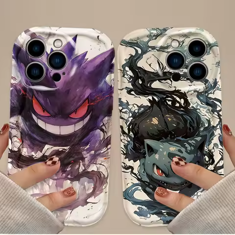 Ink Painting P-Pokemon Wave Phone Case For iPhone 16 16E 15 14 13 12 11 Pro Max X XS X S Max XR SE 2020 SE4 7 8 Silicone Cover