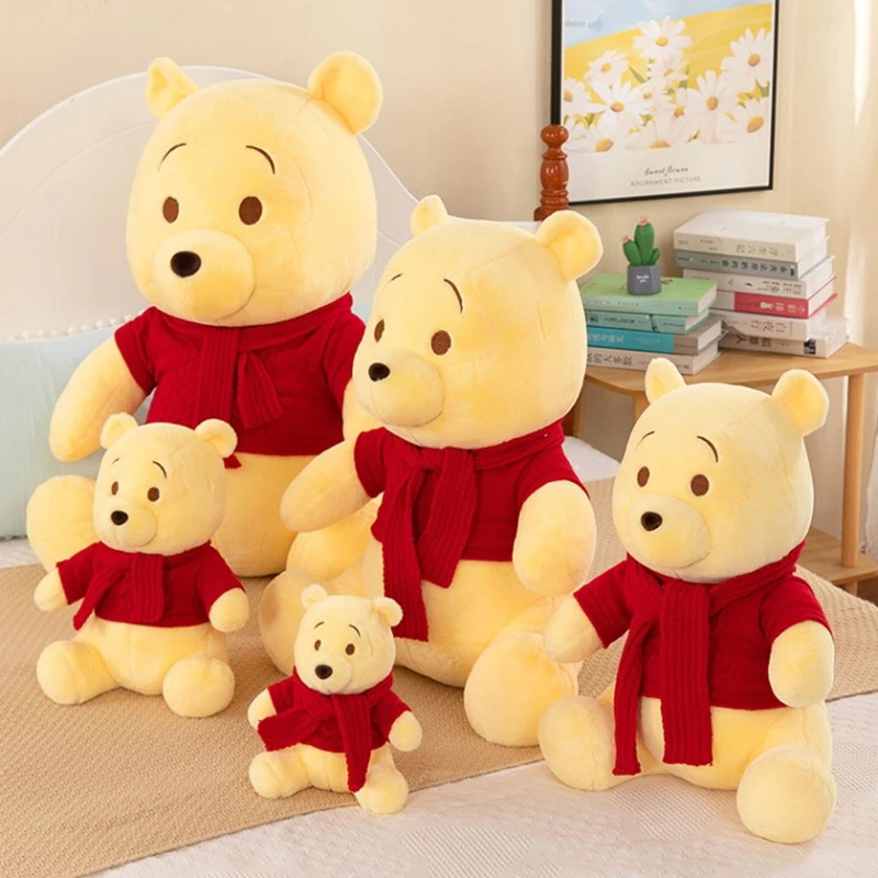 35/50/85cm Disney Plush Toys Scarf Winnie Pooh Flower Kawaii Anime Plushie Dolls Pooh Bear Stuffed Christmas Gift for Children