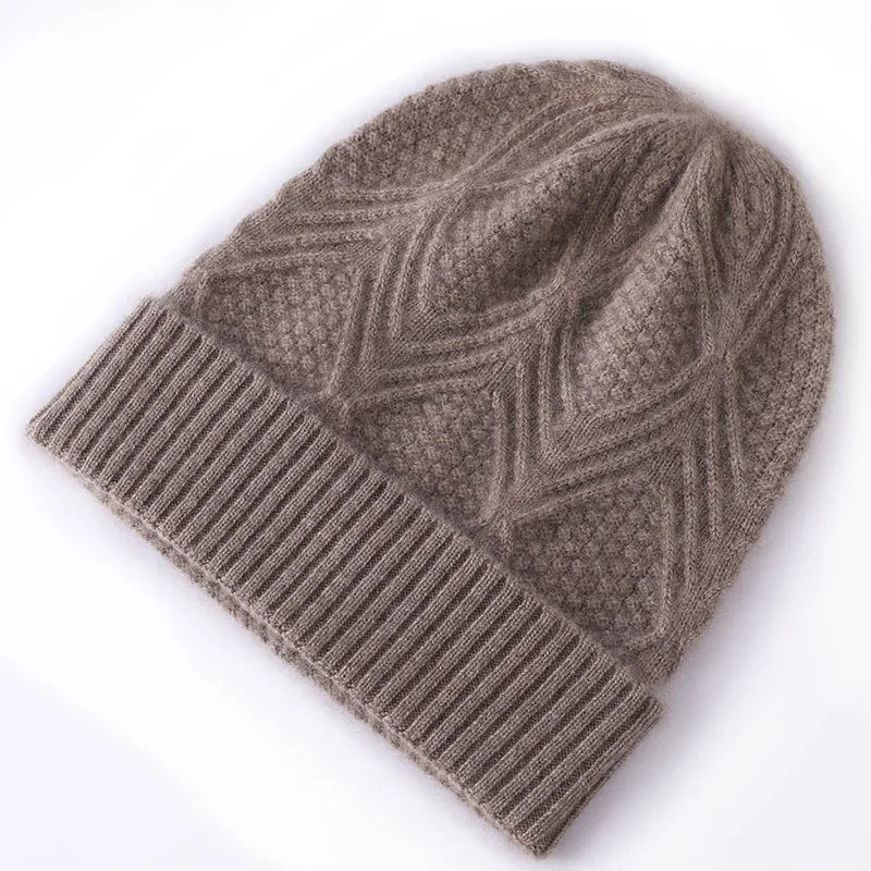 

Cashmere Knitted Beanie Hat Unisex Soft Warm Solid Rhombus Y2K Hip Hop Street Wear Fashion Skull Cap Bonnet for Men And Women