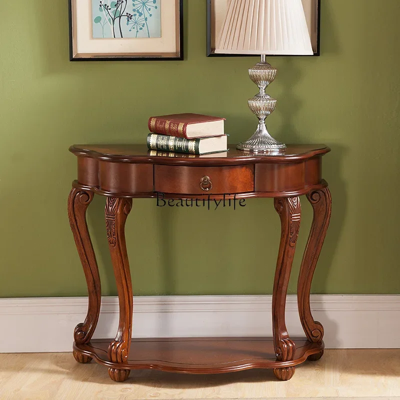 

American Solid Wood Console Tables Retro Porch Hall Cabinet
