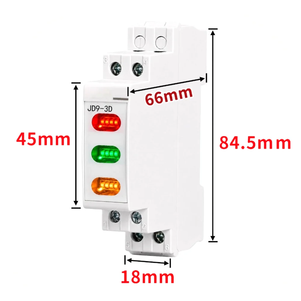 2pcs JD9 LED Indicator Light For 220V Distribution Box,High= Brightness Rail Mount Signal Lamp With Red Green= Yellow Status