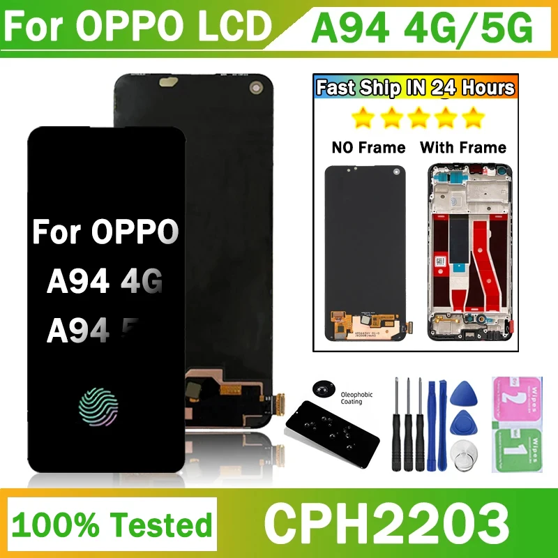 6.43 "display para oppo a94 cph2203 display lcd tela de toque digitador assembléia para oppo a94 5g cph2211 lcd com quadro