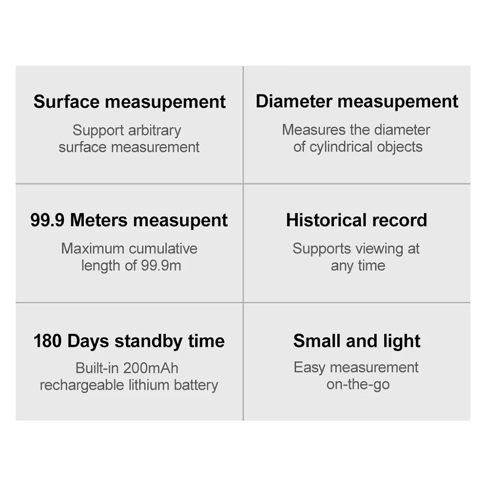 A96I-Q2 New Digital Tape Measure Type-C Rechargeable LCD Display 99M Electric Ruler Mini Distance Meter Measuring Tool