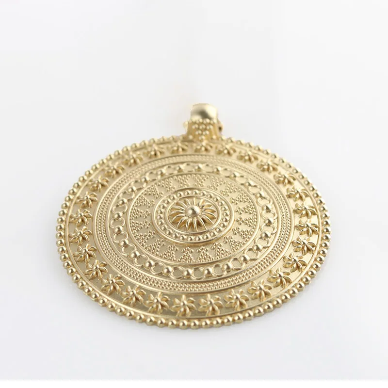 

1 x Genuine Gold Color Plated Large Bohemia Boho Medallion Round Charms Pendants for Necklace Jewelry Making Accessories